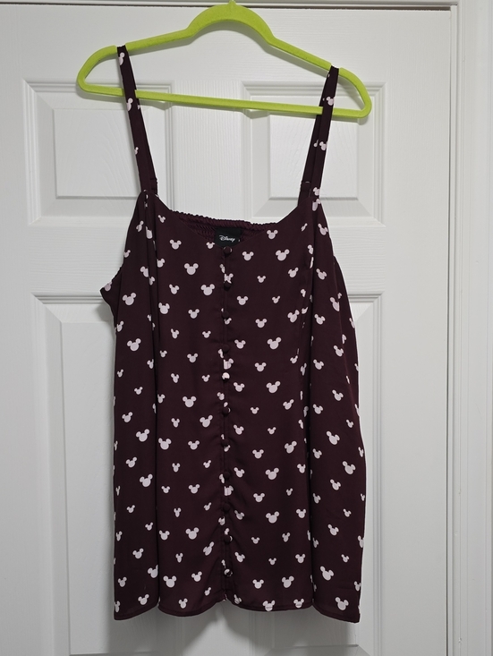 Disney Tops - Disney Maroon Tank Top with White Mickey Print